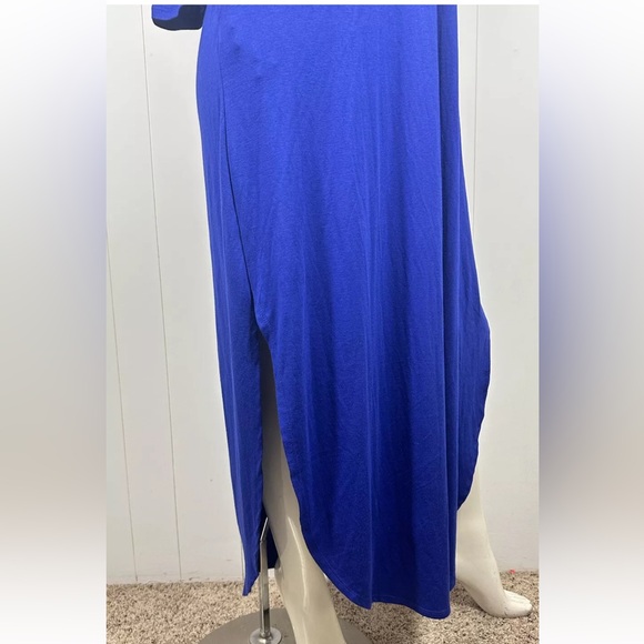 Zenana Outfitters Royal Blue Maxi Dress 3/4 Sleeve Sz M Side Leg Opening - Picture 4 of 9